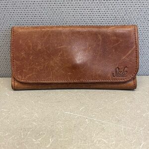 Sseko Designs Brown Leather Wallet | Tri-Fold Card Holder Billfold Snap